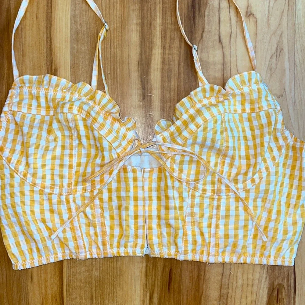 Out From Under yellow gingham corset top size M - Picture 4 of 10